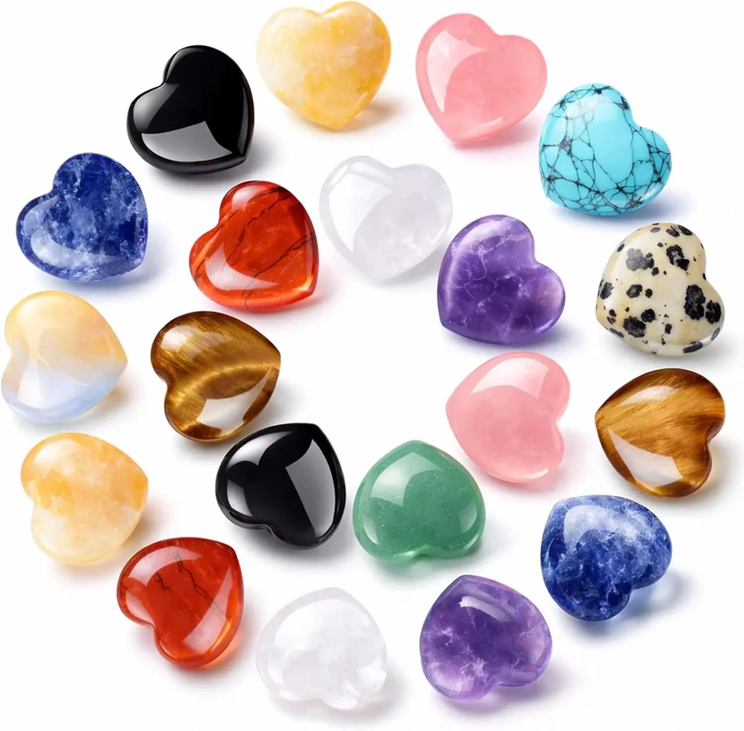 28PCS Healing Crystals Heart Stones – Friendship Day Gift for Besties, Natural Gemstone Set for Meditation & Mindfulness