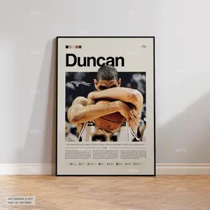 Tim Duncan Poster, San Antonio Spurs Wall Art, Framed NBA Print Décor