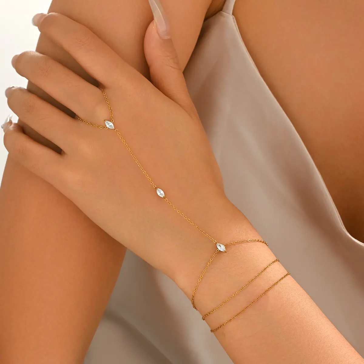 Viral Sparkling CZ Multi Layer Stackable Ring Bracelet Set Elegant Women Party Daily Jewelry Gift