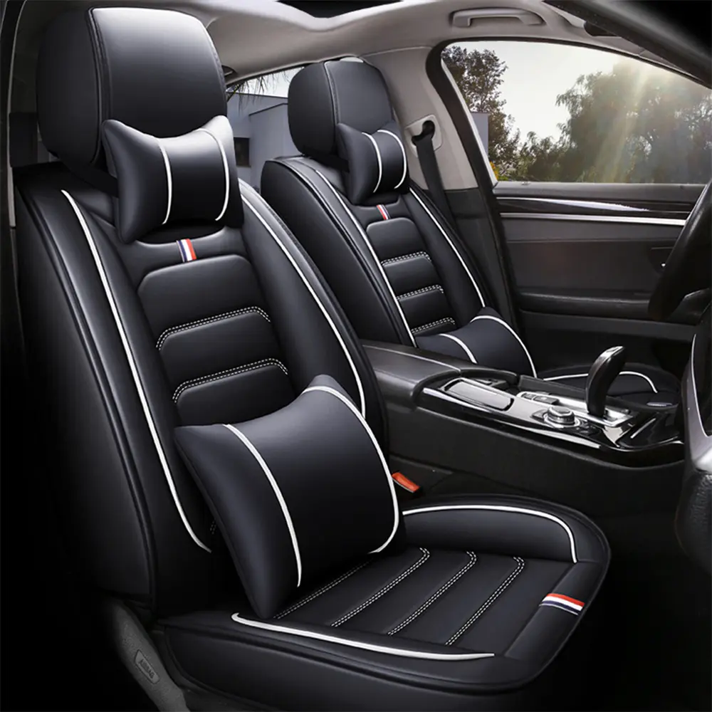 OTOEZ PU Leather Car Seat Covers Full Set Protector Breathable Full Coverage Airbag Compatible Universal for Cars SUVs Automotive Interior Cushion