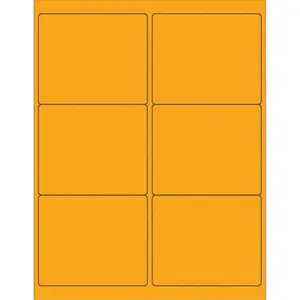 212 MAIN LL180OR Fluorescent Orange Rectangle Self Adhesive Sticky Labels, 4x3.33 in, Pack of 600, Laser Printer Compatible, Customizable Stickers, Label Creation Enabled