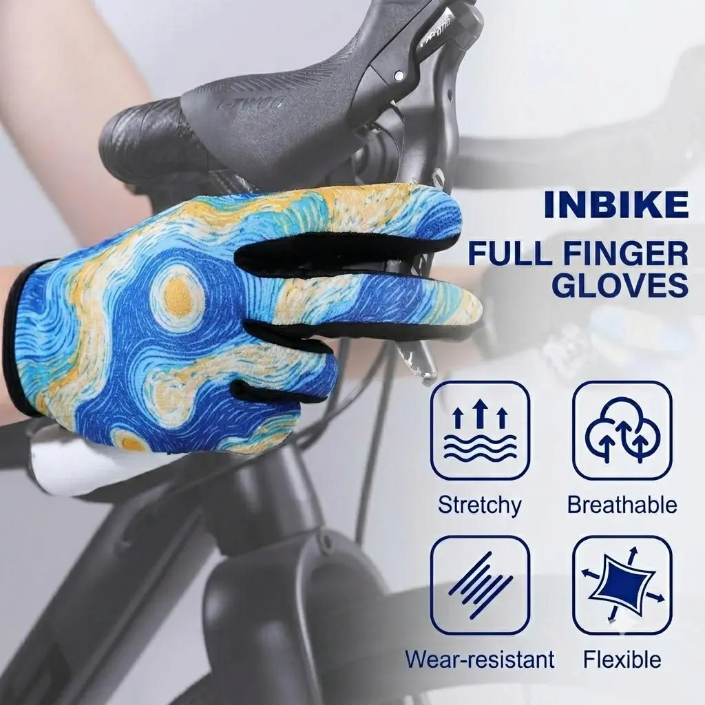 INBIKE Cycling Gloves for Men Women Full Finger Breathable Bike Gloves, Anti-Slip Touchscreen Biking Bicycle Road Running, Riding Gloves, Non Slip Gloves