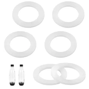 6pcs Gasket Replacements for Bottle, White Silicone Bottle O Ring Compatible with Water Bottle Sealing Gasket Replacement for PET Bottle & Plastic Bottle