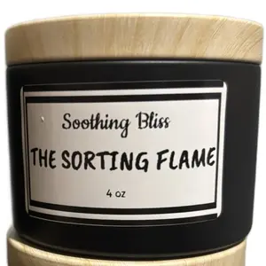 Soothing Bliss The Sorting Flame 4 oz Soy Wax Candle with Decorative Label, Ideal for Home Decoration and Ornaments