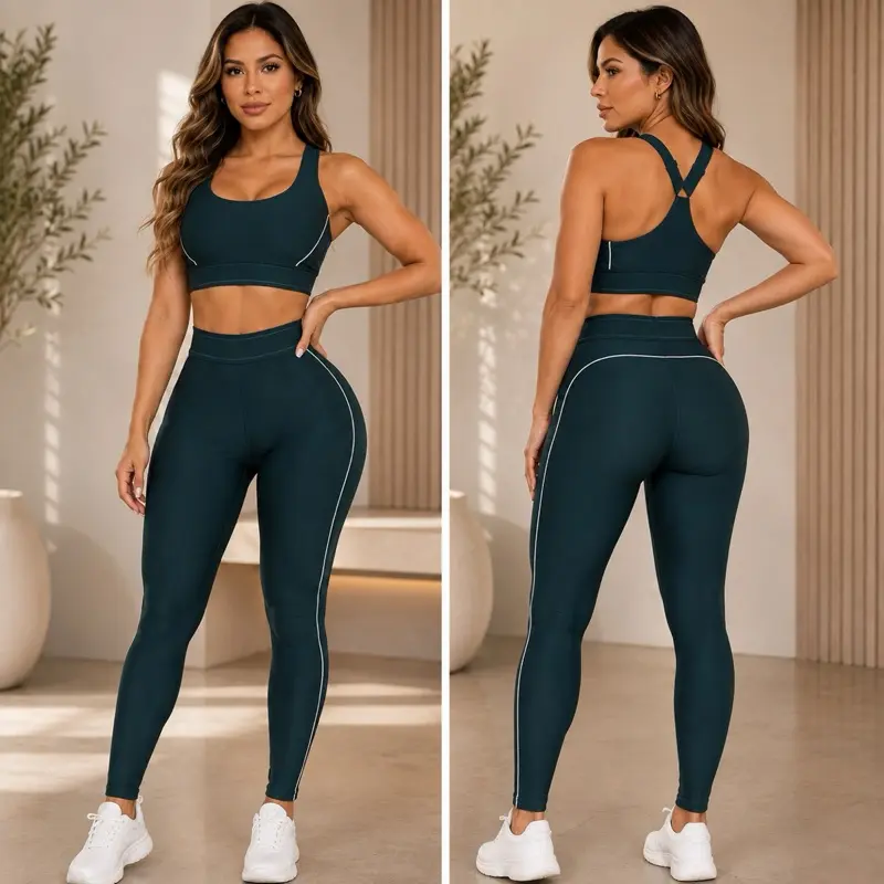 Elevate Active Set - Racerback Sports Bra & High-Waisted Leggings - Soft Breathable Four-Way Stretch Fabric - Tummy Control & Unrestricted Movement - Perfect for Gym, Errands, & Relaxation