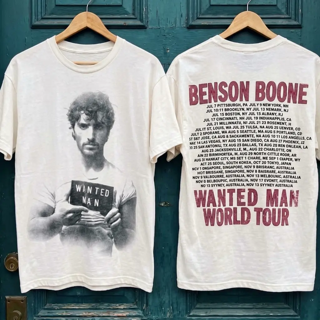 [SALE OFF 50%] Benson Boone Wanted Man Tour 2026 Graphic T-Shirt, Front and Back Concert Fan Tee