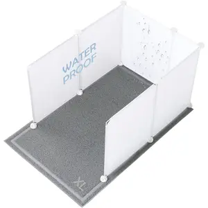Cat Litter Box Enclosure Splash Guard Extra Large 28L × 21.5W x 18H inch, Light Weight Plastic Sheets with Cat Litter Mat Easy Clean (White)
