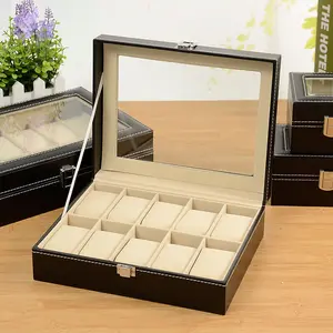 Leather Watch Storage Box Organizer, Modern Design Multi-Compartment Jewelry Holder, Durable Leather Material, Ideal Gift for Watches & Accessories, Watch Protector