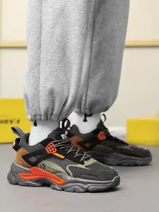 1 Pair Multi-color Stylish Chunky Sneakers - Paneled Design + Unique Details, For Daily Wear & Trendy Styling, Eye-catching & Versatile