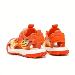 Boys' Breathable Sports Sandals & Frame Shoes with Rotating Buckle Closure, Animal Print Design - Lightweight TPR Sole for Water Play, Camping, Running & Summer Activities