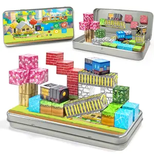 Magnetic Building Block Set, Stem Sensory Cube, Cherry Blossom Iron Box Theme, Family Interactive Puzzle Toy, Ideal Gift for Holidays