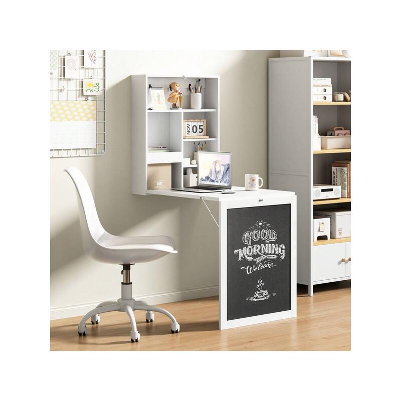 Indoor furniture Folding Floating Convertible Wall Mounted Table Space Saving Computer Laptop With Storage Bookcase Chalkboard Foldable Writing Desk Home Bed Room Office Furniture White Black Indoor furniture Folding Floating Convertible Wall Mounted Table Space Saving Computer Laptop With Storage Bookcase Chalkboard Foldable Writing Desk Home Bed Room Office Furniture White Black