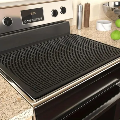 Silicone Electric Stove Top Cover Mat - Durable Kitchenware & Tableware with Heat-Resist, Flexible Design, Washable, Non-Slip, Stain-Proof Features, Multi-Use Splatter Barrier for Indoor Cooking, RV Range Stovetop, Extra Large Placemat & Coaster
