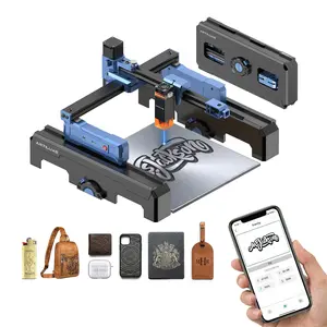 Artilume T1-P Portable Laser Engraving Machine, APP Control, 3s Quick Setup, Foldable Design with 8cm Height Extension, 200×150mm Work Area, Engraves Wood, Leather, Acrylic & Coated Metal, Beginner-Friendly DIY Tool for Personalized Gifts & Small Business