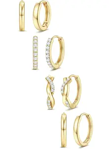 Small Gold Huggie Hoop Earrings for Women Trendy - 14K Gold Plated Huggie Earrings Hypoallergenic Cartilage Earring Stacks Cute Dainty Huggie Hoops Earring Sets for Multiple Piercing