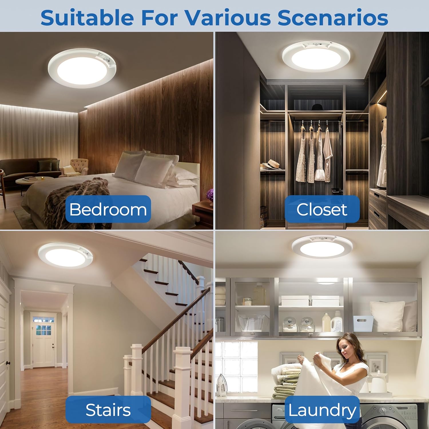 Rechargeable Motion Sensor Ceiling Light , 3 Color Dimmable Upgraded Version with Remote Control, Ultra-Thin Magnetic Wireless LED Light, 400LM Battery Operated for Closet Stair Hallway Shower Indoor Rechargeable Motion Sensor Ceiling Light , 3 Color Dimmable Upgraded Version with Remote Control, Ultra-Thin Magnetic Wireless LED Light, 400LM Battery Operated for Closet Stair Hallway Shower Indoor