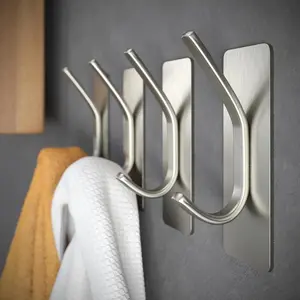 4PCS Sticky Hooks - Towel Hooks, Stainless Steel Hooks, Used for Hanging Bathrobes And Sponges In The Bathroom And Bedroom Durable Strong Suction Cup