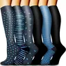 6 Pair Sports Compression Socks for Men & Women High Performance Anti Slip Breathable for Running Fitness Multifunctional Over the Knee Cotton Blend Comfortable Moisture Wicking Floral Pattern Compression Knee High Socks pression Wide day