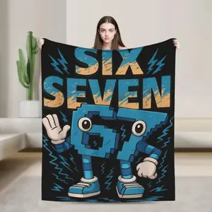 67 Six Seven 6-7 Funny Italian Brainrot Printed Blanket  Soft Funny Throw Blanket Cozy Lightweight Plush Portable Cover Blanket For Sofa,Warm Gift For Birthday,Christmas,Multiple Blankets