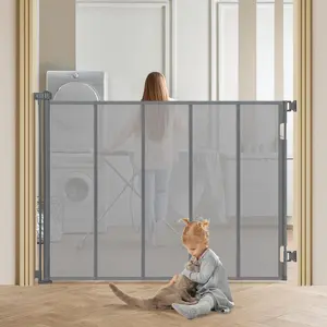 HIDOG 47" Extra Tall Retractable Baby Gates, Extends to 59" Wide, ExtraTall Retractable Safety Gate with Reinforced Strips, Retractable Tall Dog Gate for Doorways Mesh Baby Pet Gates Indoor