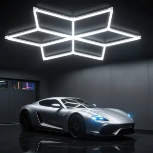 HYPERLITE Hexagon Light Honeycomb Light LED Ceiling Light, 130–204W 13,000–20,400LM 6500K Bright White, Car Detailing Garages, Garage Light, Workshops, Basements, Gyms, Studios, Barber Shops, Game Rooms, LED Wall Decorative Lighting，Jumpstart newyear