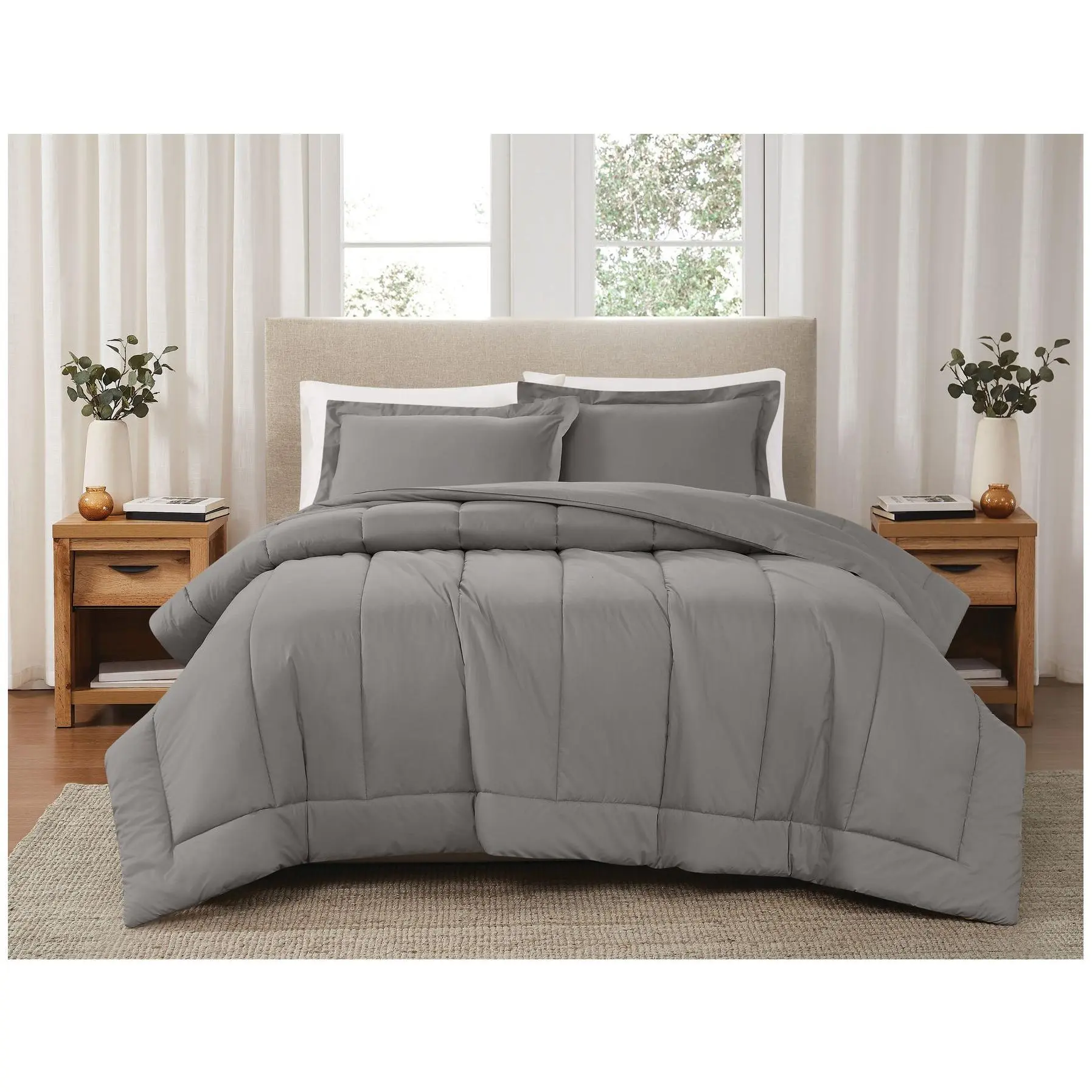Brooklyn Loom Solid Cotton Percale Fu/Qn 3pc Comforter Set Brooklyn Loom Solid Cotton Percale Fu/Qn 3pc Comforter Set