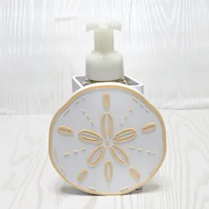 Sand Dollar Foaming Soap Holder - Coastal Beach Bathroom Decor - Ocean Inspired Countertop Organizer for Nautical Kitchen and Bath Accessories