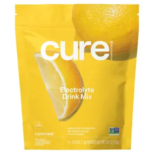 Cure Hydration Hydrating Electrolyte Mix, Lemonade, 14 Packets, 0.26 oz (7.3 g) Each