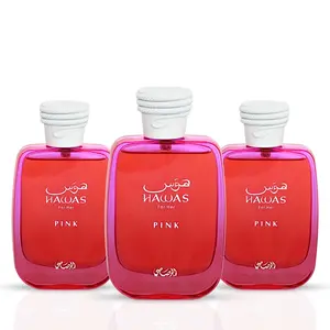 Hawas Pink for Her Eau de Parfum Spray 100ml (3.4 oz) by Rasasi (Pack of 3)