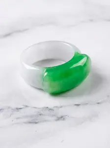 Natural Jade Bi-Color Saddle Ring | Grade-A