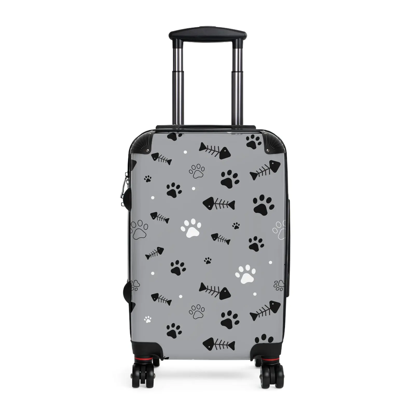 Fun Pet-Themed Suitcase - Cute Paw Prints & Fish Design for Animal Lovers