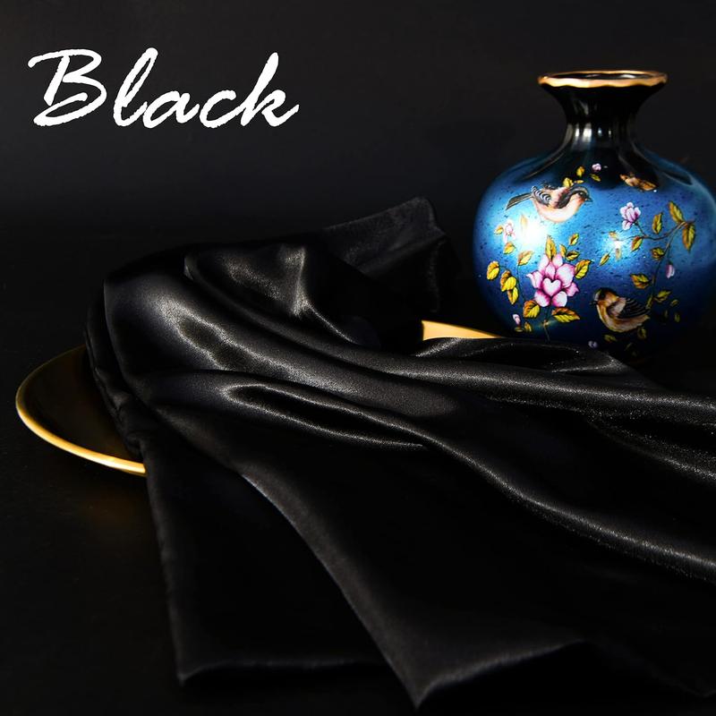 Silk Satin Pillowcases for Hair and Skin - Standard 2 Pack Luxurious 20x26 Inches with Envelope Closure, Black Neck Pillow
