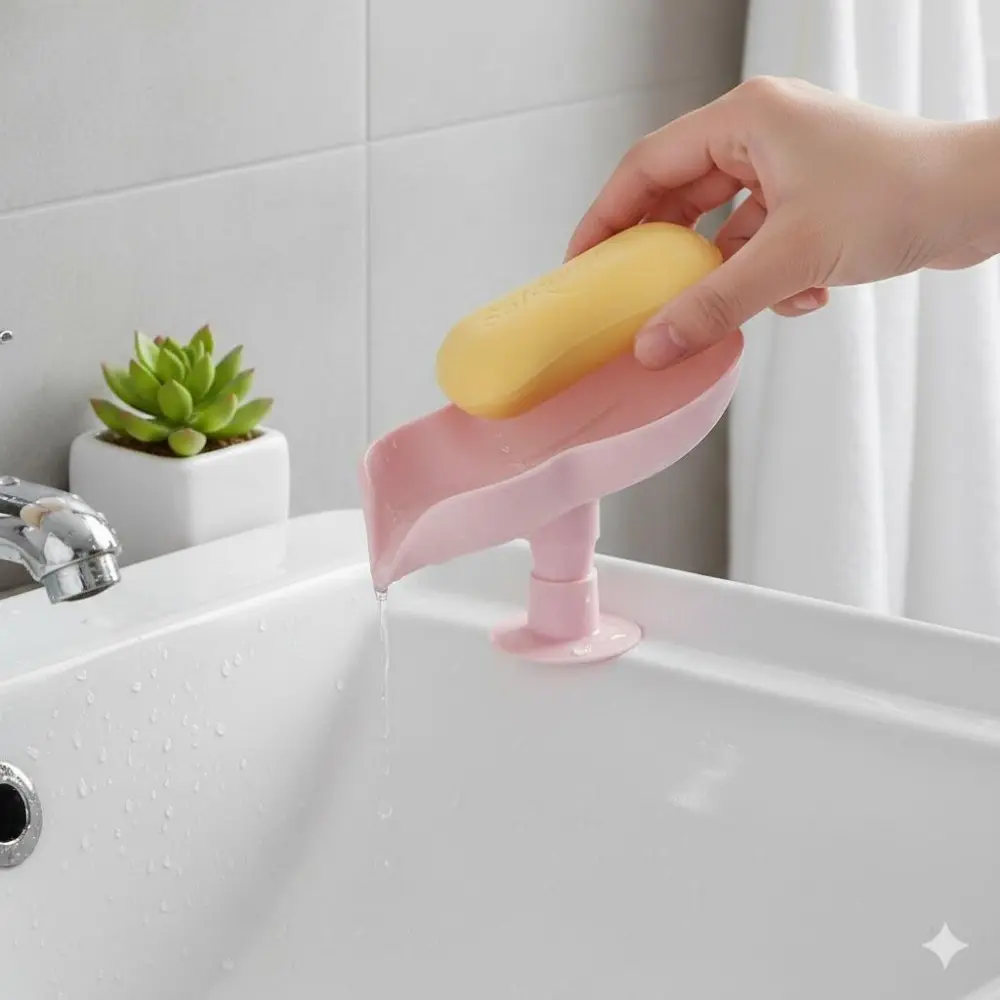 Soap Dish with Drainage Base, Soap Holder, Removable Easy-Clean Anti-Slip Soap Tray, Wall-Mounted Organizer for Sink Counter, No-Water-Accumulation Design, Bathroom Essentials Accessories