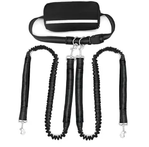 Waist-Worn Running Dog Leash for Large Breeds with Anti-Pull Design Sports Waist Bag for Two-Dog Walking Ideal for Running and Walking cute  pet  bowl wlw  harness Adjustable Height Elevated Bowl Stand Christmas Style Reflective Collar Dog Harness with Ha