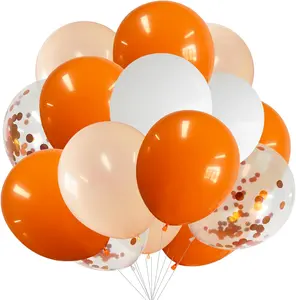 Orange Latex Balloons Party Decorations 12 Inch 50 Pcs White Matte Burnt Pastel Confetti Orange Balloons Ribbons Wedding Birthday Bridal Baby Shower Graduation Bachelorette Décor Supplies Pack Burst
