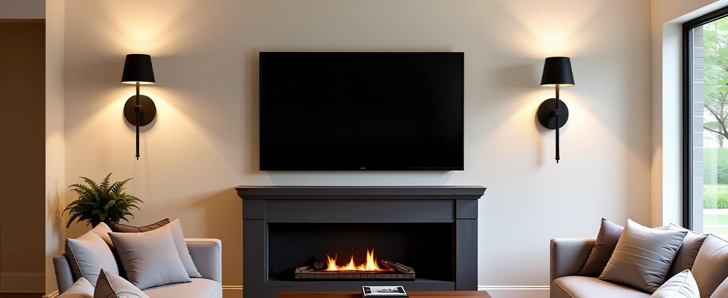 FRIDEKO HOME Wireless Battery-Powered Wall Lamps in with Dimmable Timer Remote, 5200mAh Black Vanity Light Fixtures for bedrooms, living rooms, corridors, kitchens ( Adjustable brightness wireless wine light)