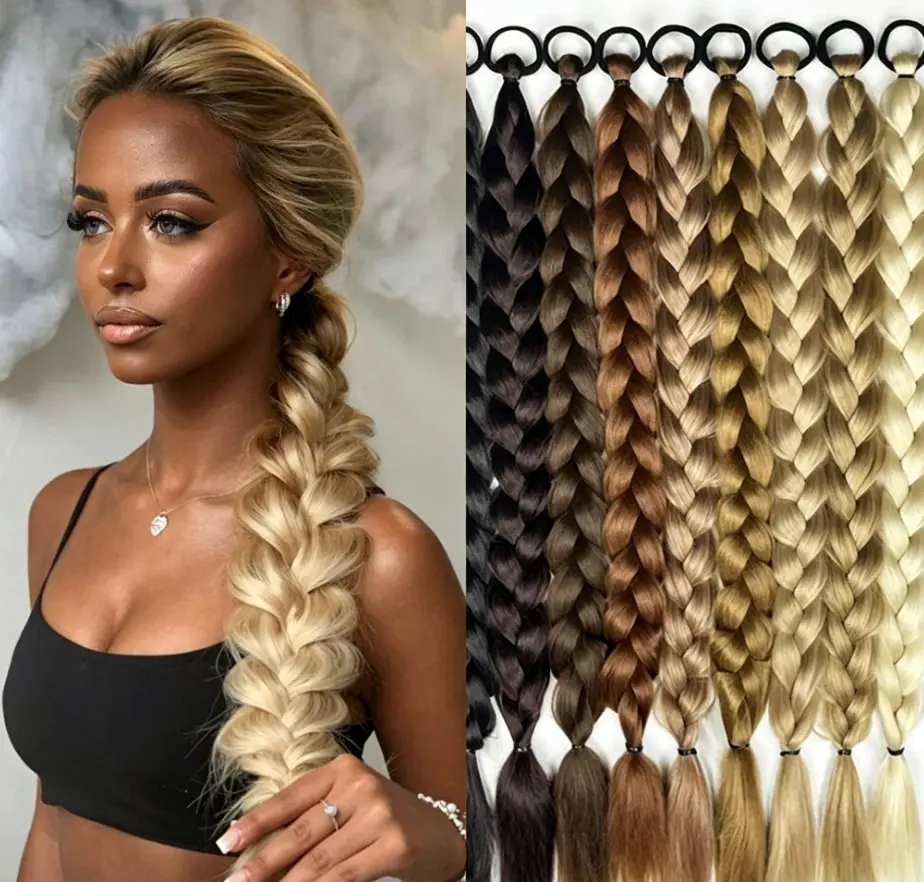 Flexible Braided Wig Headband | Long Straight Hairpiece for Updos & Half Styles | Reusable Fashion Hair Accessory