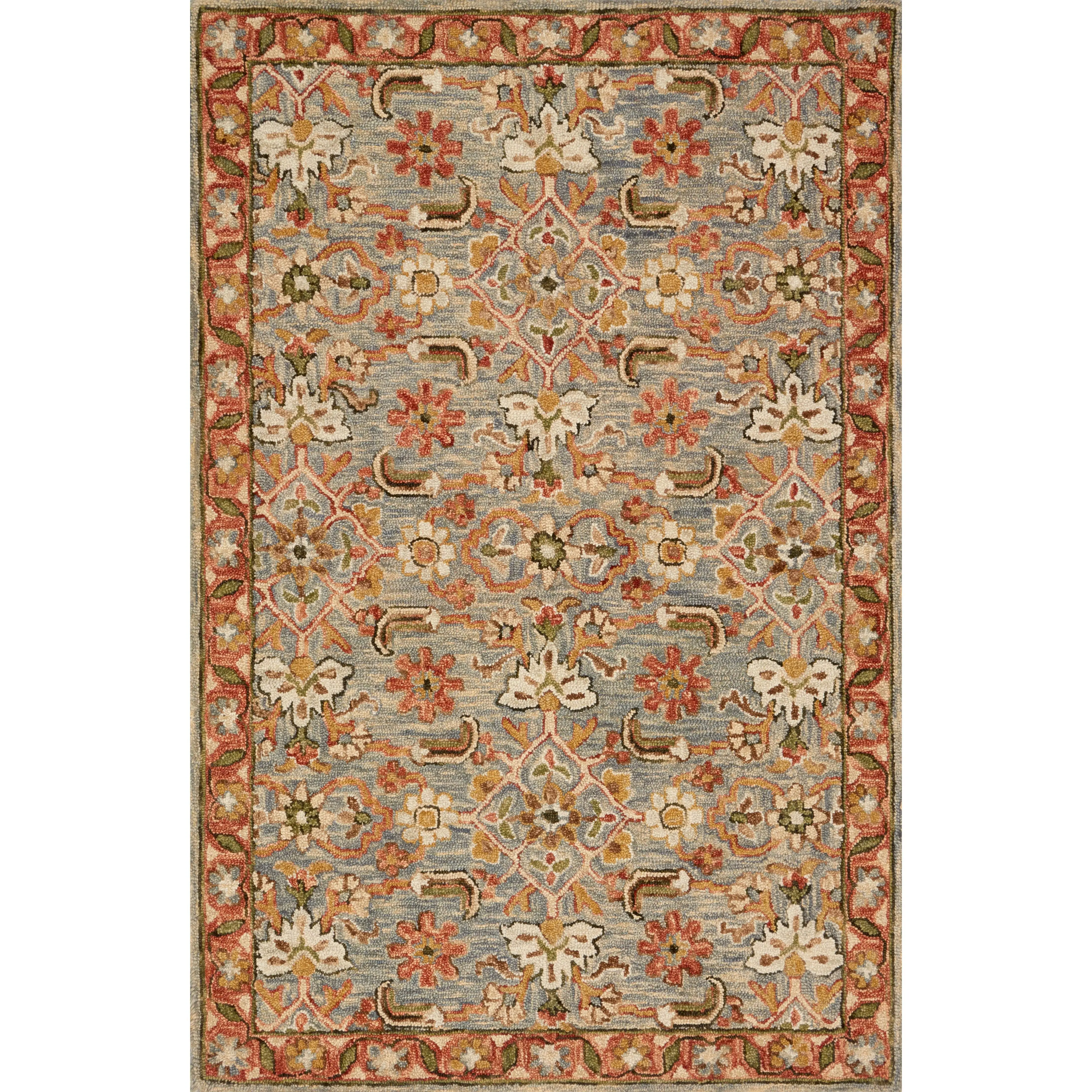 Loloi Victoria VK-10 Slate Terracotta Traditional Hooked Rug