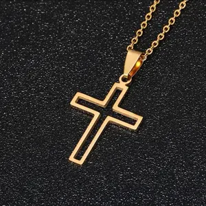 Stainless Steel  Ankh Cross Pendant Necklace Religious Minimalist Jewelry For Men an Women Hollow Life Symbol Accessory
