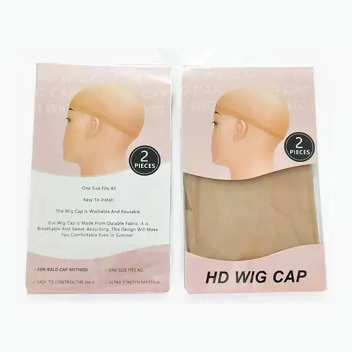 Datanala Skinlike HD Wig Cap 1 Packs/2 Pieces Stretchy Nylon Wig Cap Secure Fit for Lace Front Wigs Invisible Sheer Breathable Ultra Thin Comfortable Everyday Wear