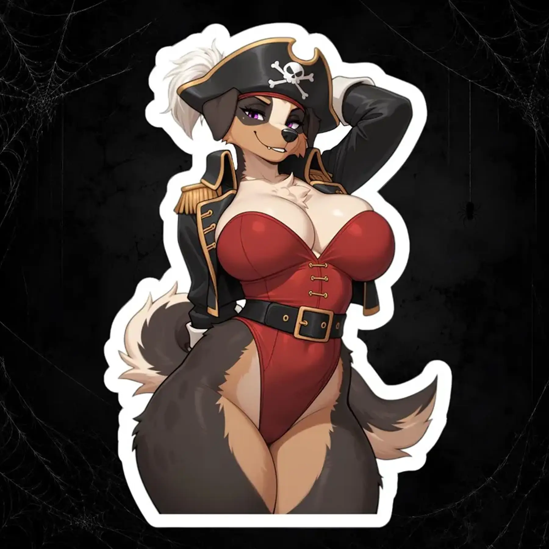 Pirate Dog Character Sticker, Halloween Furry Vinyl Decal, Cute Anthro Pirate Die-Cut Waterproof Laptop Water Bottle Sticker