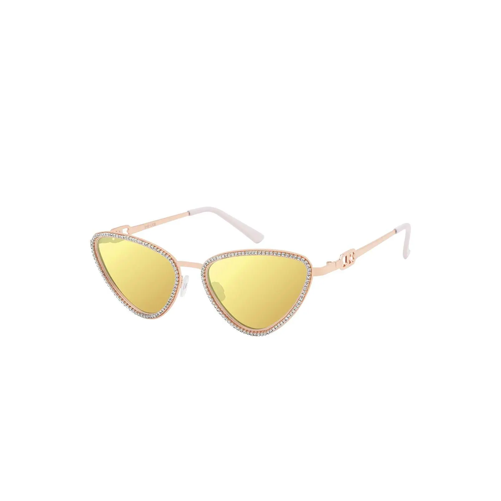 Triangle Crystal Encrusted Aviator Sunglasses in Rose Gold
