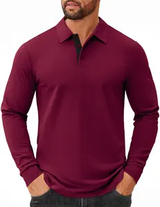 COOFANDY Mens Long Sleeve Polo Shirts Cotton Collared Shirts Casual Business Polo Classic Golf T Shirts