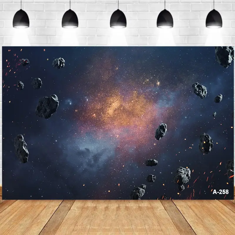 Photography Background Cosmic Meteorite Scene Glittering Galaxy Floating Asteroids Personal Portrait Photo Studio Backdrop