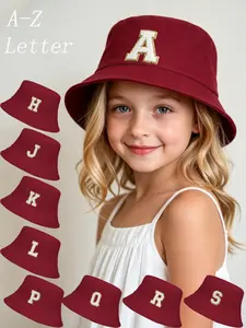 1PC Bucket Hat Customizable A-Z Letters, Casual Sun Protection Beach Hat, Summer UV Shield for Kids Ages 8-16, Unisex Design
