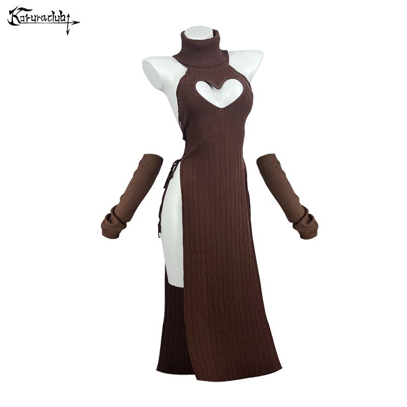 Koruraclub Valentine's Day Heart-shaped cheongsam Black Turtleneck Cosplay Succubus underwear Backless long skirt 2026 Hottest Picks