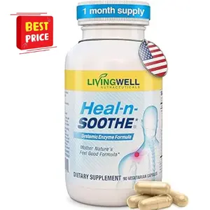 HEAL-N-SOOTHE Joint Supplement – Proteolytic Enzymes Formula with Bromelain, Papain, Boswellia, Turmeric & Ginger – Joint Mobility, Muscle Flexibility, Healthy Circulation Wellness - 90 Count