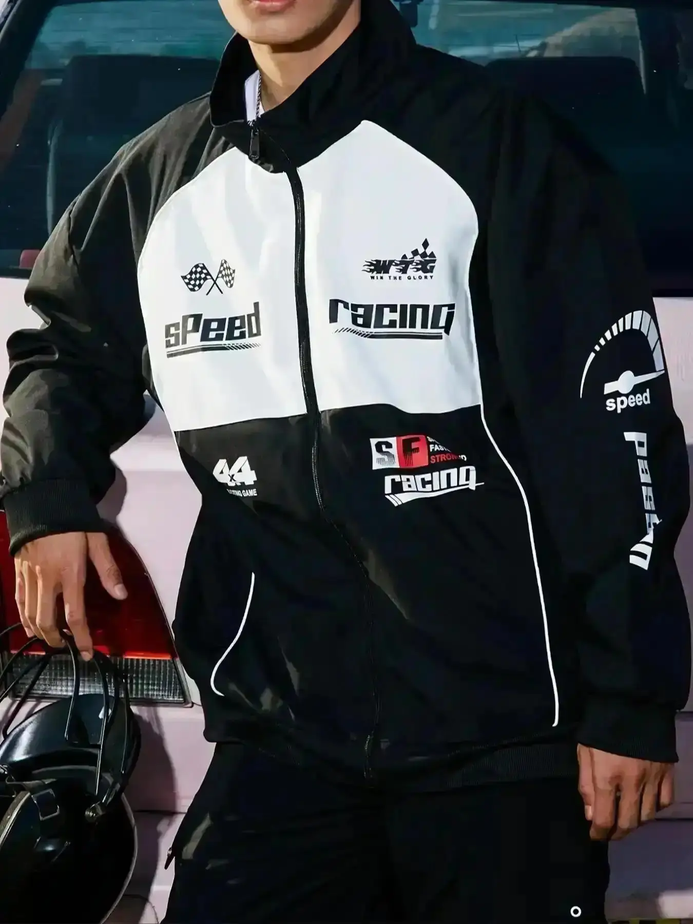Men's Long Sleeve Motorcycle Jacket Racing Biker Coat Casual Sporty Outerwear All Seasons Comfortable Fit Windbreaker Top, everyday wear, active lifestyle, layering piece, essential piece, must have item