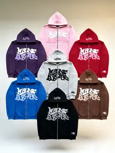 Y2K Graffiti Letter Zip Hoodie, Men Women Oversized Streetwear Jacket, Gothic Hip Hop Full-Zip Sweatshirt with 3D Print, Casual Harajuku Style Top，Women's outerwear, men's sports jacket