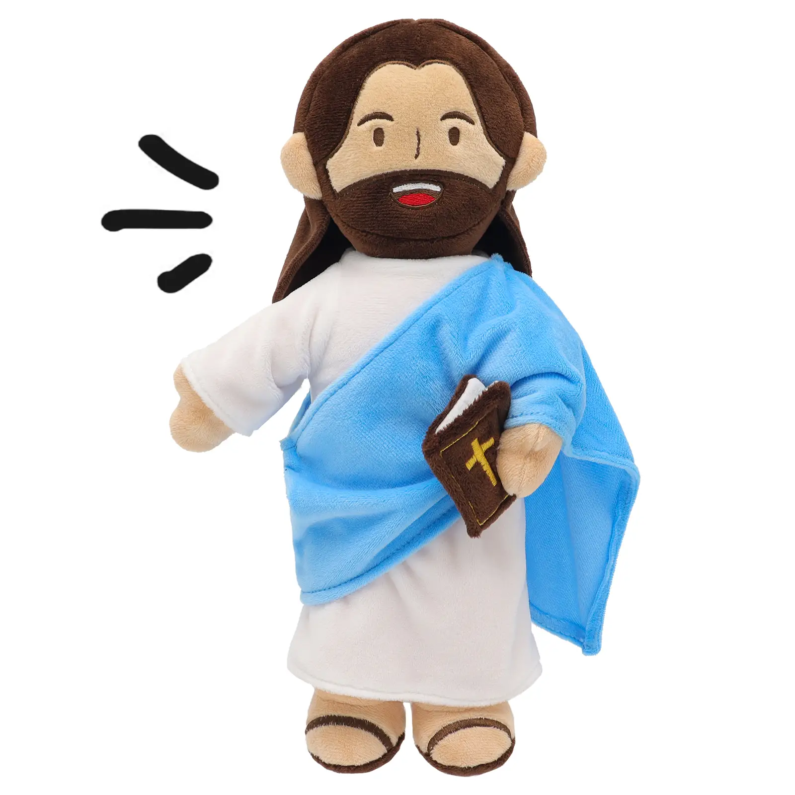 Yelakey Jesus Plush Speaks 20 of Jesus' Bible Verses and 3 of Bible Music Jesus Doll Stuffed Animal to Teach Suitable for Church Sunday School Religio